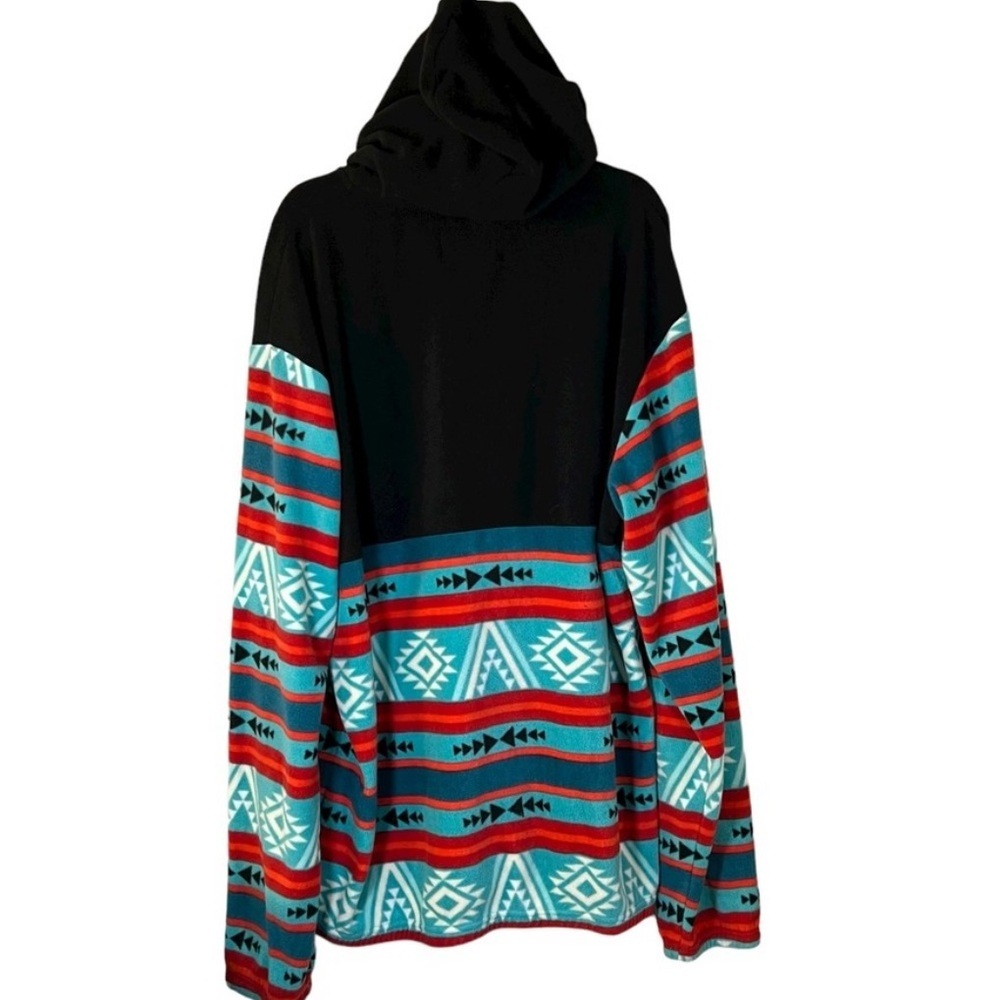 Men's Black and Multicolor Patterned Hooded Jacket size medium - Picture 4 of 5